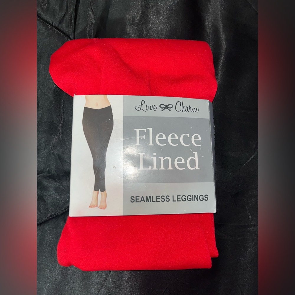 Red Fleece lined leggings by Love Charm